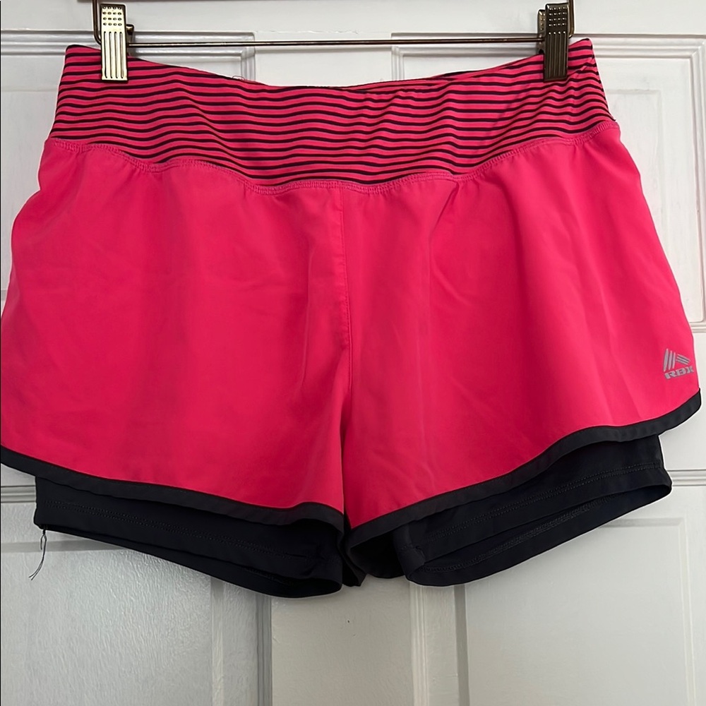 Reebok Pink and Black Athletic Shorts Lightweight Sporty Design
